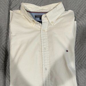 Tommy Hilfiger White Cotton Button Down Shirt XL Slim Fit Stretch